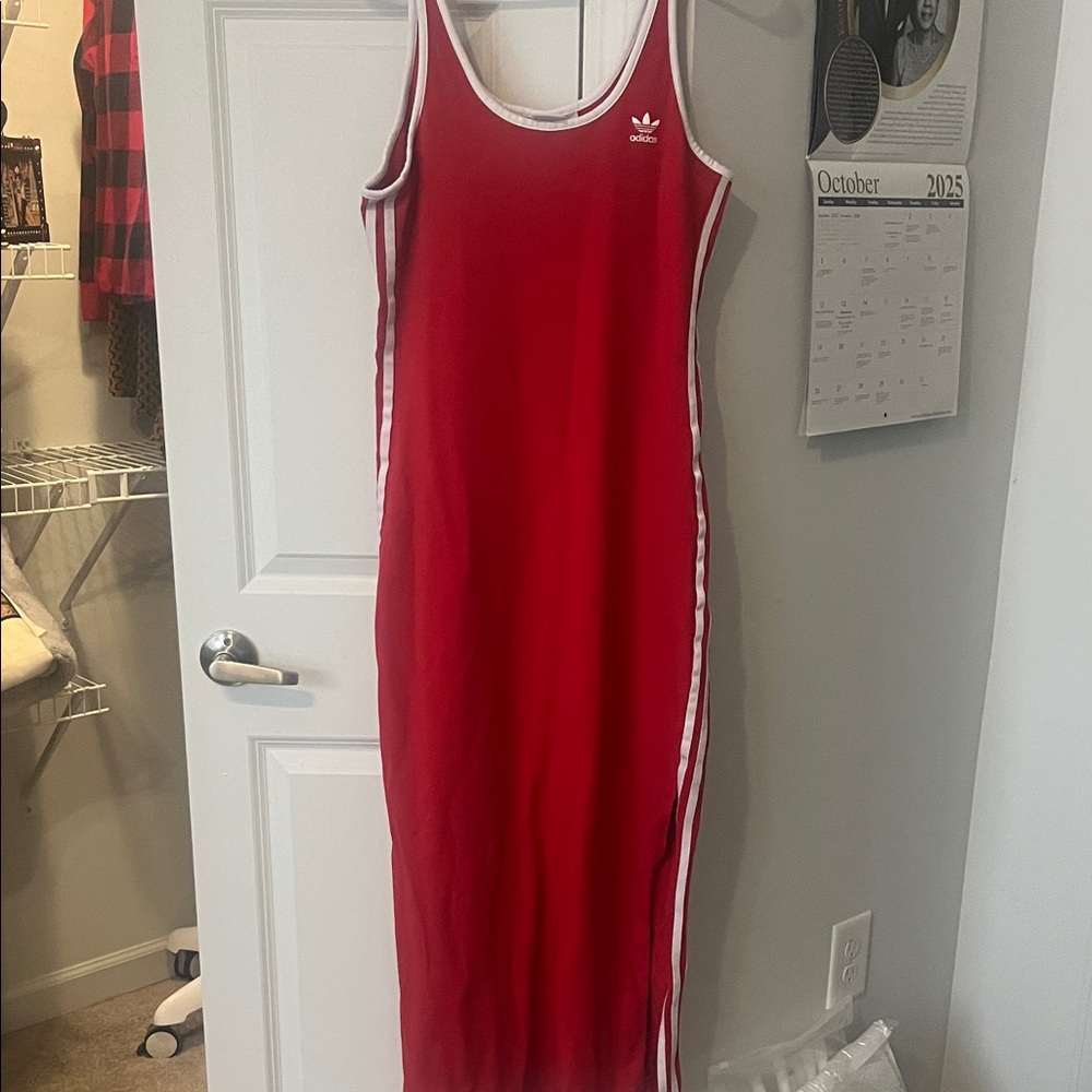 Adidas Red Maxi Dress with White Trim